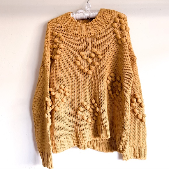 Love At First Find Sweaters - LoveAtFirstFind Yellow Heart Bobble Sweater L
